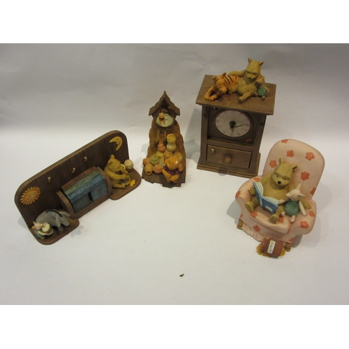 4283 - Three Border Fine Arts Classic Pooh items including calendar, brown clock and Pooh Piglet sitting on... 