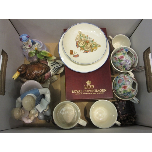 4429 - A collection of figurines and commemorative china including a Royal Copenhagen figure 