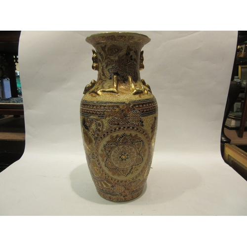 4438 - A tall Satsuma vase decorated with flowers and floral motifs, 46.5cm height