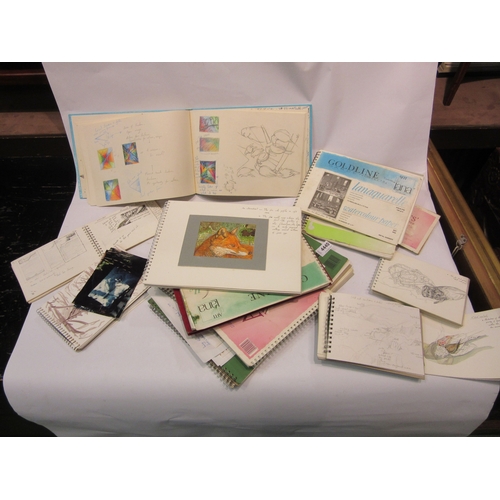 4440 - A selection of sketchbooks by artist Duncan Johnson showing various styles of artworks, including dr... 