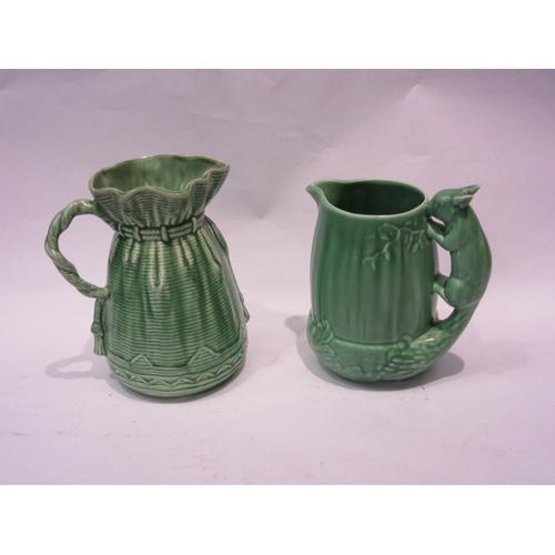 4447 - A pair of Art Deco green glazed Sylvac jugs