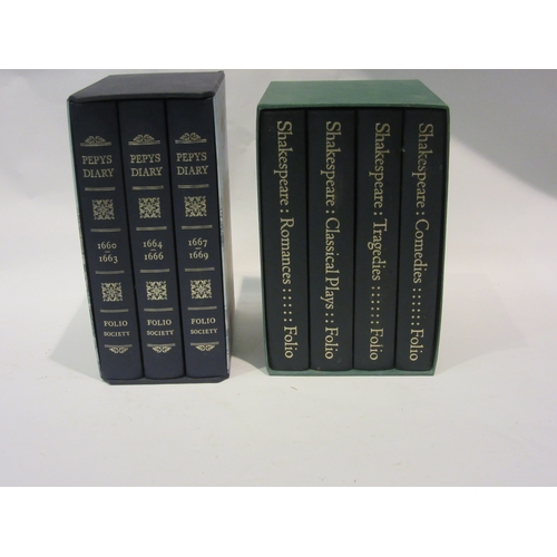 4454 - Folio Society, William Shakespeare The Complete Plays, 4 vols in slipcase, plus Pepys Diary 3 vols i... 