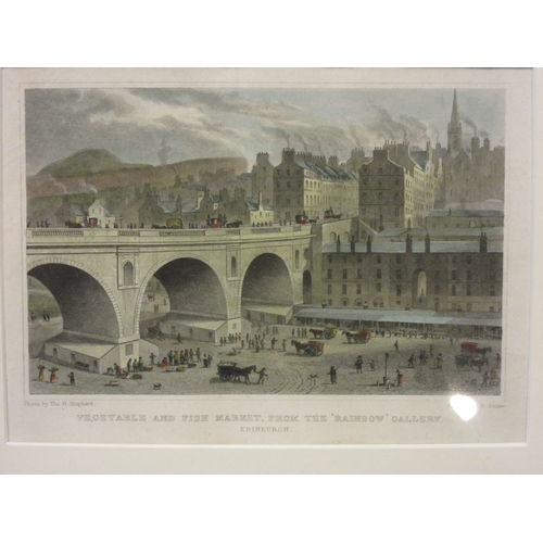 4457 - Five engravings and pencil pictures including Edinburgh and Venice, framed and glazed