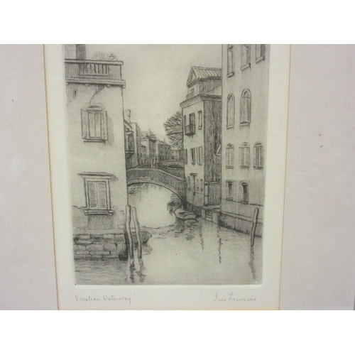 4457 - Five engravings and pencil pictures including Edinburgh and Venice, framed and glazed