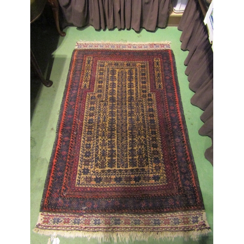 4003 - A 20th Century Persian handwoven prayer rug with all over geometric designs, 154cm x 91cm