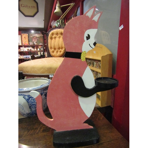 4011 - A wooden hand painted cat dumbwaiter, 70cm tall