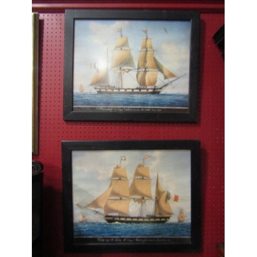 4031 - A pair of framed vintage prints of 19th Century sailing ships, framed, 39cm x 49cm image size