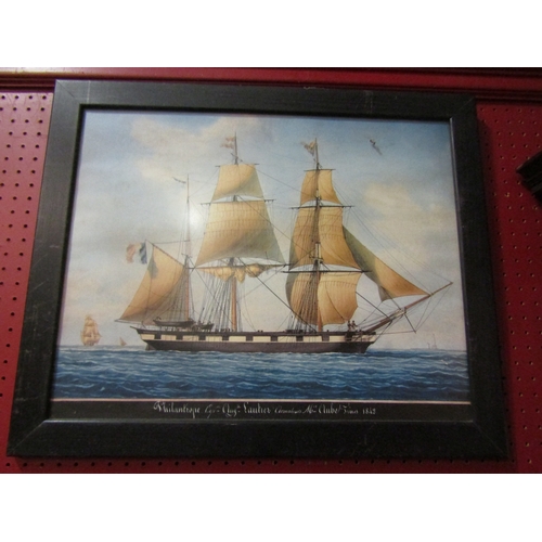 4031 - A pair of framed vintage prints of 19th Century sailing ships, framed, 39cm x 49cm image size