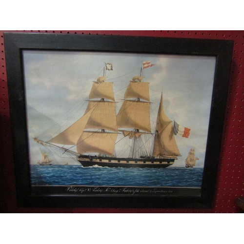 4031 - A pair of framed vintage prints of 19th Century sailing ships, framed, 39cm x 49cm image size