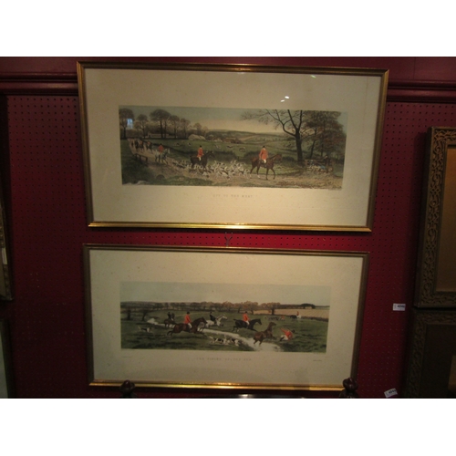 4041 - Four large framed 19th Century hunting prints, framed and glazed, 46cm x 85cm including frame