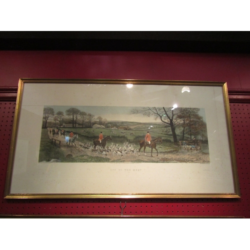 4041 - Four large framed 19th Century hunting prints, framed and glazed, 46cm x 85cm including frame