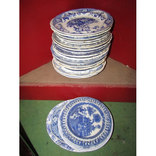 4051 - A large quantity of various blue and white plates