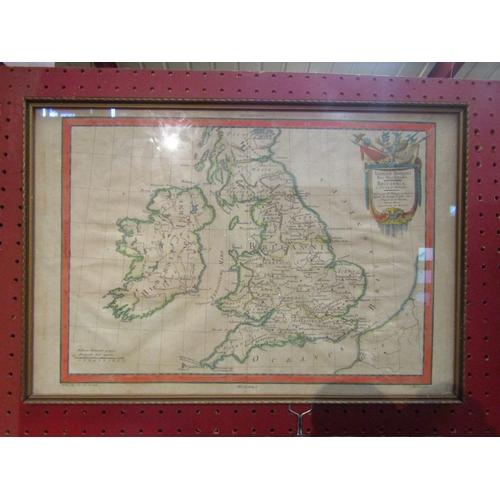 4095 - A 19th Century map of Roman Britain, hand coloured, framed and glazed, 28cm x 42cm image size