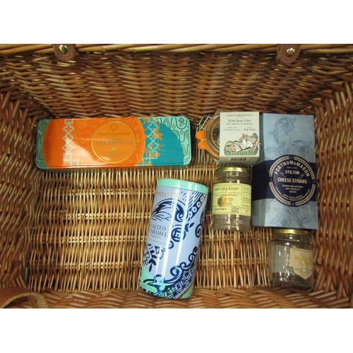 4105 - A Fortnum & Mason wicker picnic basket with F&M to Lid