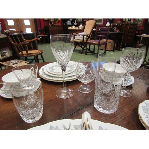 4109 - A selection of assorted cut glass drinking glasses including tumblers and hock glasses