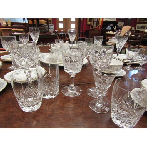 4109 - A selection of assorted cut glass drinking glasses including tumblers and hock glasses