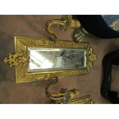 4212 - A pair of girandole style wall mirrors with lamp sconces, 38cm tall