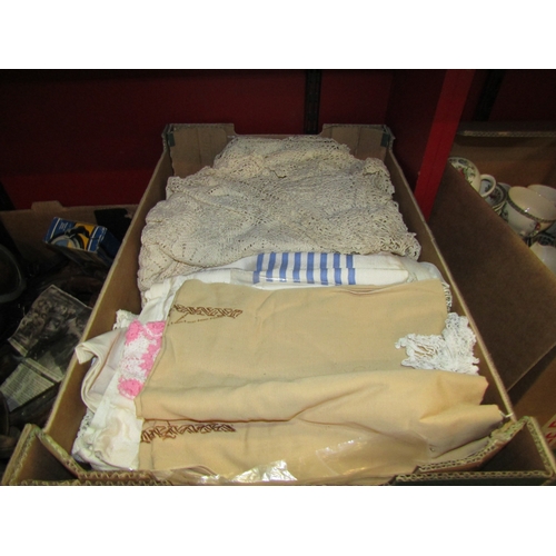 4247 - Two boxes containing various table linens, some with crochet edging