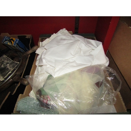 4247 - Two boxes containing various table linens, some with crochet edging