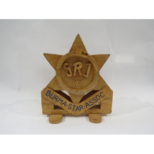 9151 - A Burma Star Association 'trench art' display crafted from matchsticks