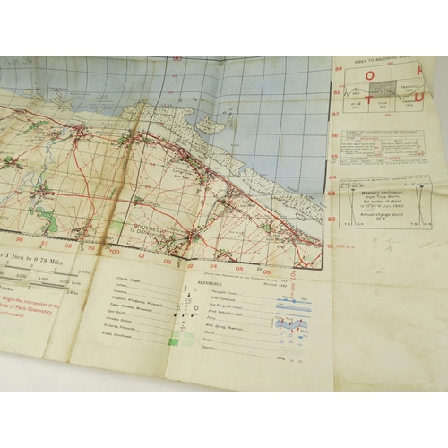 9152 - A WWII 1943 dated map of the Normandy Coastline marked Creully Sheet 7E/5