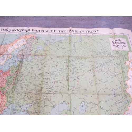 9153 - A WWII Daily Telegraph map of Russian front 1941, marking United Kingdom and British Empire, countri... 