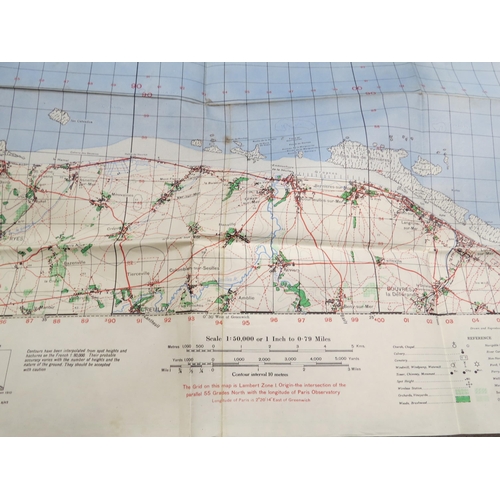 9155 - A WWII 1943 dated map of the Normandy Coastline marked Creully Sheet 7E/5