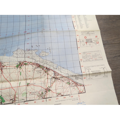 9155 - A WWII 1943 dated map of the Normandy Coastline marked Creully Sheet 7E/5