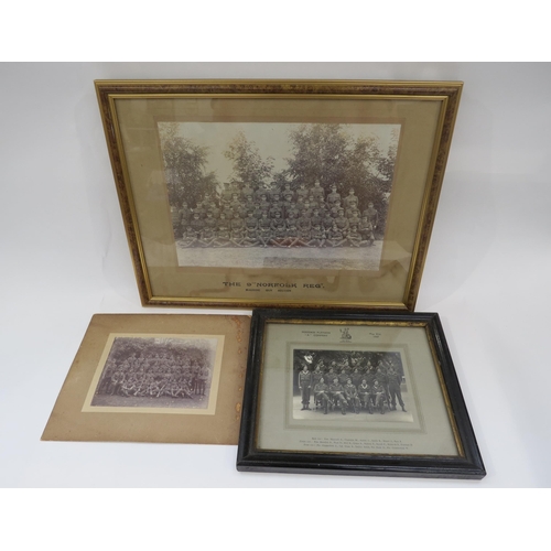 9158 - NORFOLK REGIMENT INTEREST: Four various original troop portrait photographs including 9th Norfolk Re... 