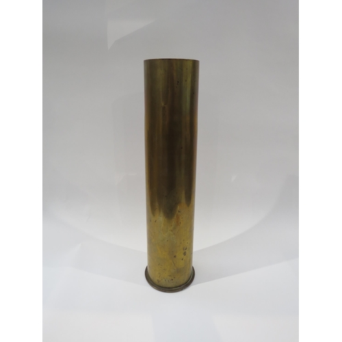 9213 - A WWI German naval brass shell case, stamped 1917 485 SP255 to base, approximately 50cm high