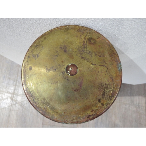 9213 - A WWI German naval brass shell case, stamped 1917 485 SP255 to base, approximately 50cm high