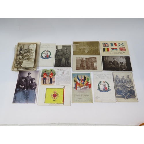 9217 - NORFOLK REGIMENT INTEREST: A quantity of postcards including embroidered silk and portraits etc