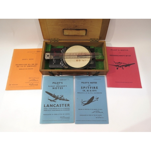 9225 - A WWII RAF Air Ministry marked speed and course calculator in original box with various post war pil... 