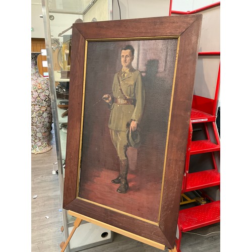 9002 - E. MIEVILLE (XX-XXI): An oil on canvas depicting British Army Officer, full length portrait, standin... 