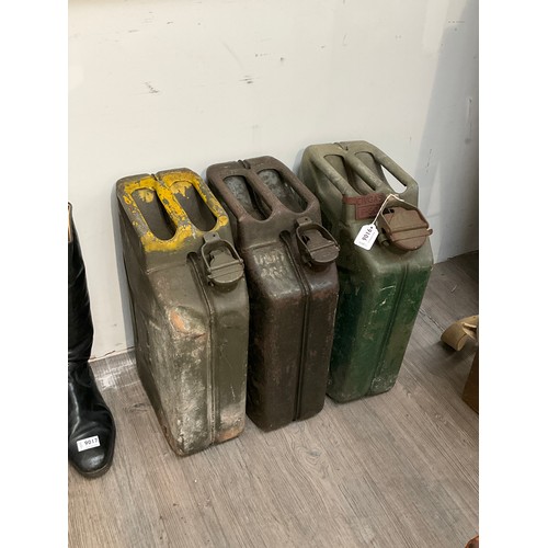 9016 - Three 1950's British military war department marked jerry cans