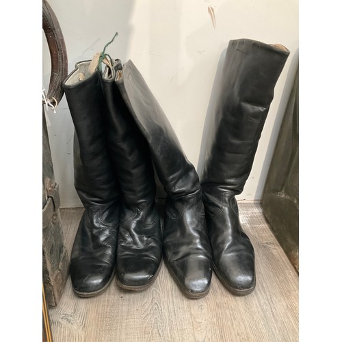 9017 - Two pairs of Cold War era Russian Soviet USSR black leather jack boots