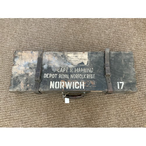 9018 - NORFOLK REGIMENT INTEREST: A WWII Royal Norfolk Regiment Officer’s rifle box named to Captain R Hamm... 