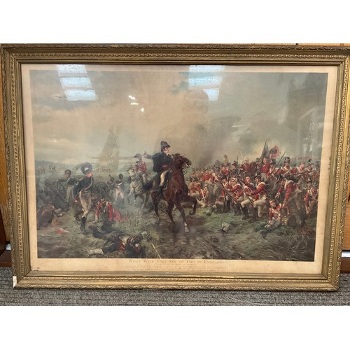 9028 - A Battle of Waterloo themed print 'What will they say of this in England', depicting Wellington at W... 