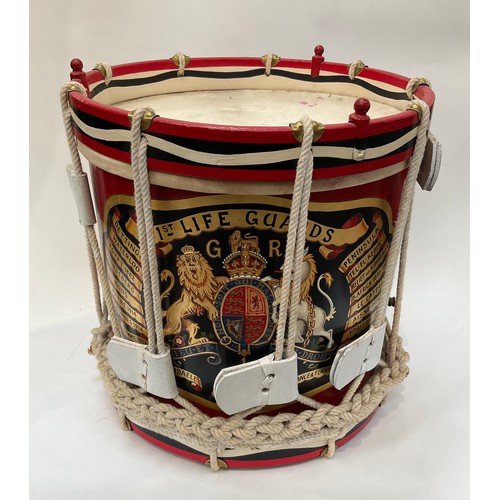 9038 - A 20th Century '1st Life Guards' (pre-1922) George V regimental side drum, hand painted crest and ca... 