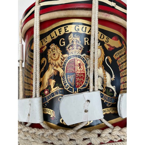 9038 - A 20th Century '1st Life Guards' (pre-1922) George V regimental side drum, hand painted crest and ca... 