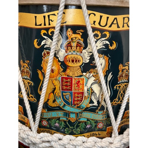 9039 - A 20th Century '1st Life Guards' (pre-1922) George V regimental side drum, hand painted crest and ca... 