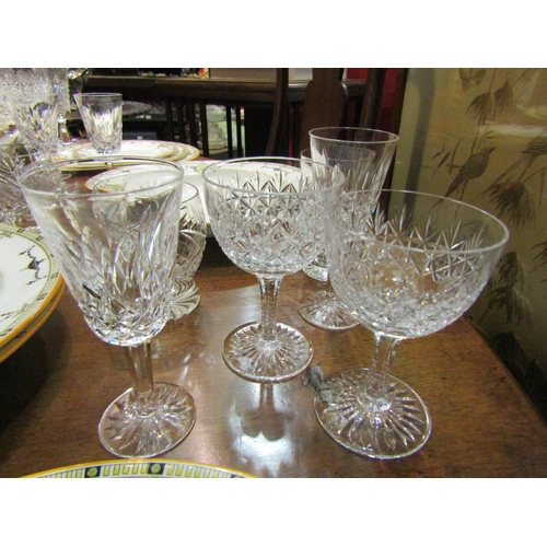 4175 - A quantity of drinking glasses including Waterford 'Kenmore' champagne flutes, Thomas Webb 'Wellingt... 