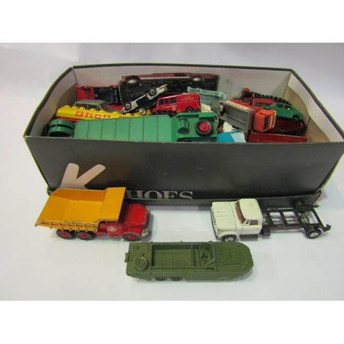 4300 - A box of playworn die-cast vehicles, mainly Dinky and Lesney Matchbox