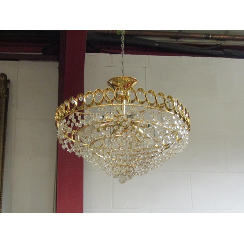 4468 - A gilt frame lamp stepped chandelier, 51cm diameter, 41cm drop