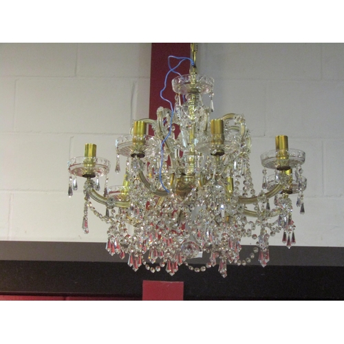 4470 - A late 20th Century eight arm chandelier. 60cm diameter, 94cm drop