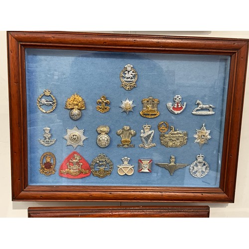 9060 - A framed collection of 23 post war military hat badges