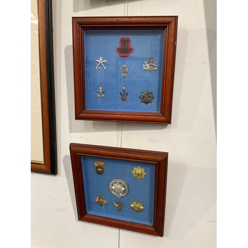 9066 - Two framed collections of post war hat badges