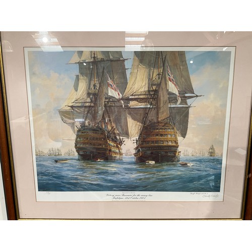 9067 - A limited edition print after Geoff Hunt 'Nelson's Ships, Victory Races Temeraire for the Enemy Line... 