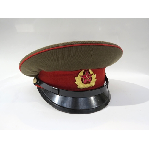 9189 - Five Cold War era Russian Soviet USSR visor caps including Air Force