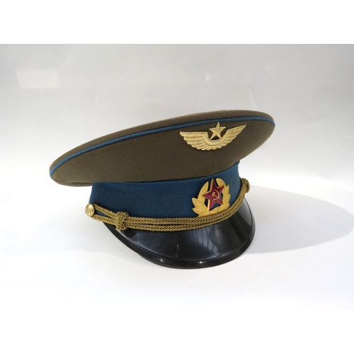 9189 - Five Cold War era Russian Soviet USSR visor caps including Air Force